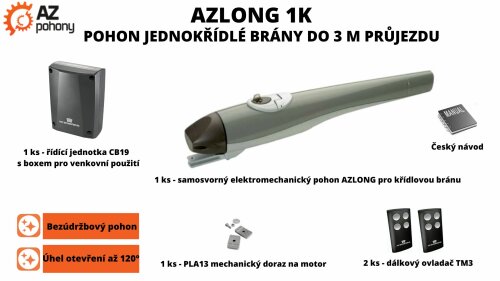 AZLONG 1K - pohon jednokřídlé brány do 3 m průjezdu